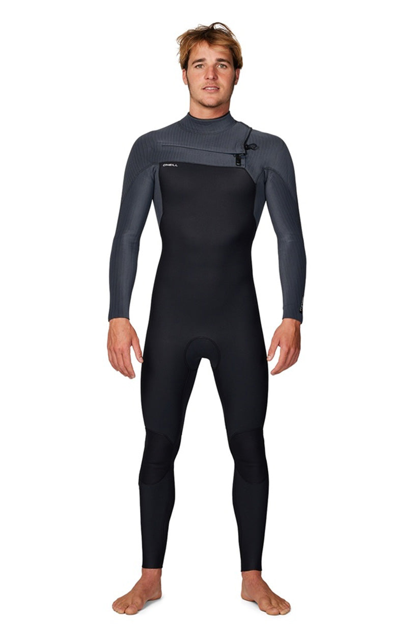 HyperFreak 3/2MM Steamer Chest Zip Wetsuit - Black/Grey