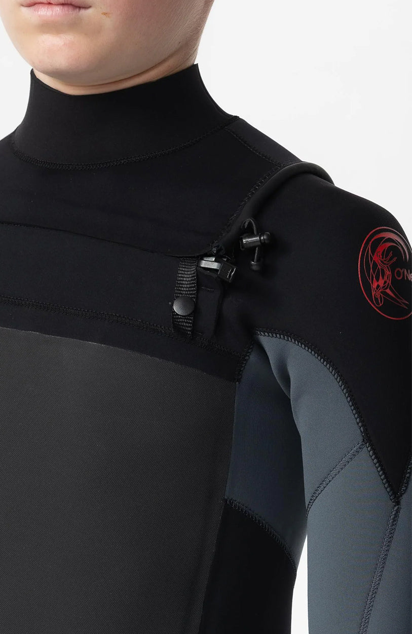 Boy's Defender 3/2mm Steamer Chest Zip Wetsuit - Black/Grey